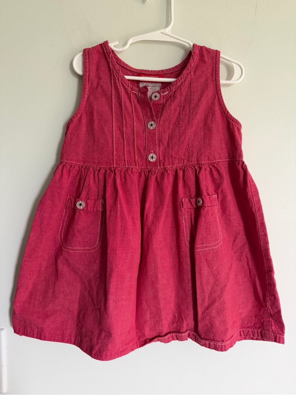 Vintage Spirit Girls' Sleeveless Pocket Dress - Pink